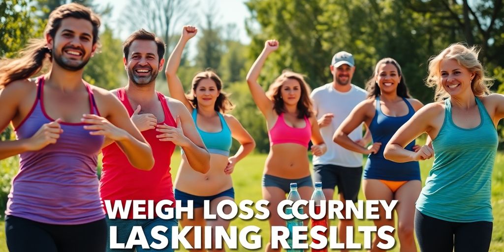 Group exercising outdoors for weight loss success.
