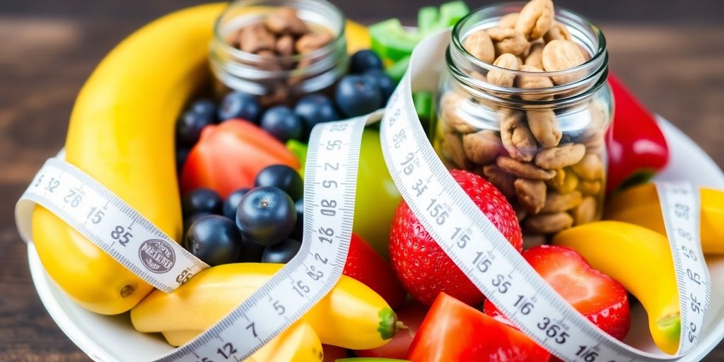 Fresh fruits, vegetables, and nuts for healthy snacking.