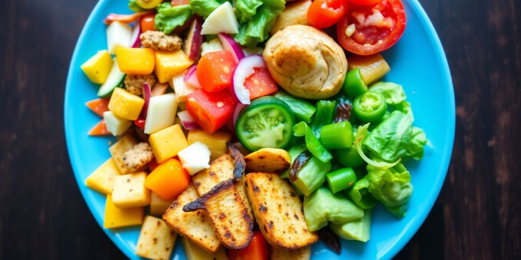 Colorful low-calorie meal on a plate.