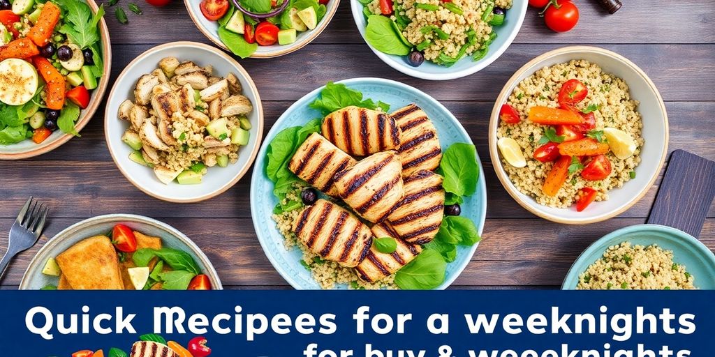 Colorful healthy dishes for quick weeknight dinners.