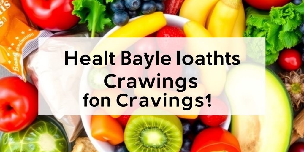 Fresh fruits and vegetables with junk food items nearby.