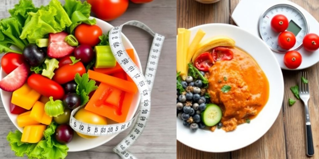 Colorful fruits and vegetables promoting healthy weight loss.
