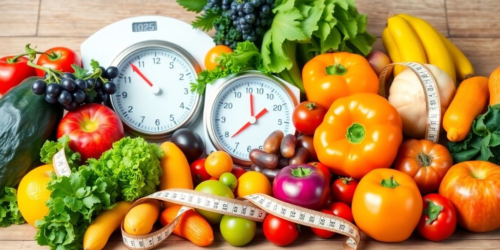 Colorful fruits and vegetables for healthy weight loss.