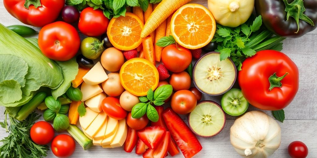 Colorful fruits and vegetables promoting natural appetite control.