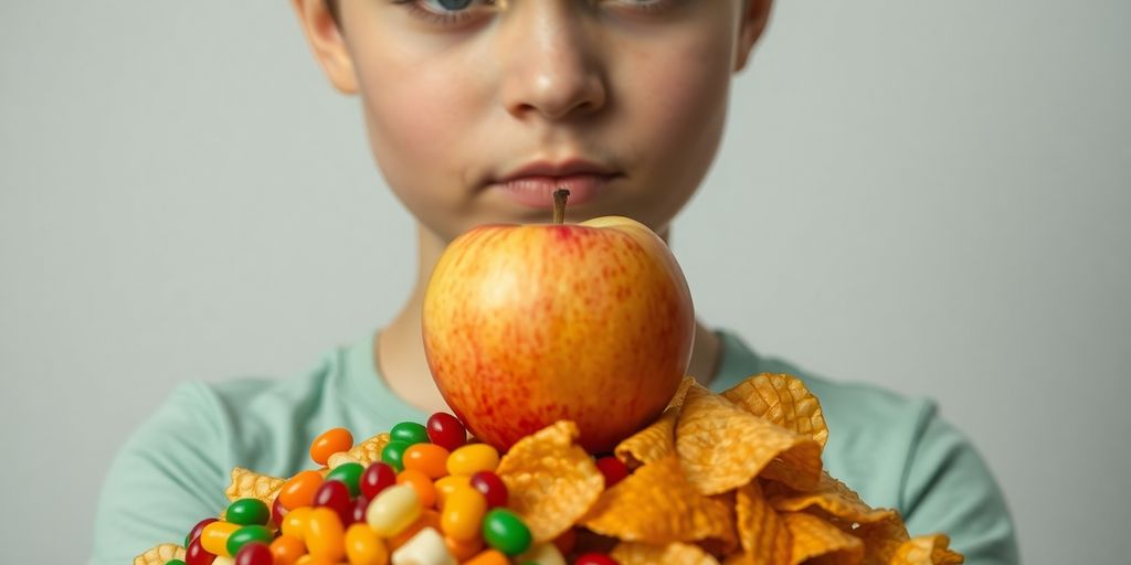 Person resisting unhealthy snacks.